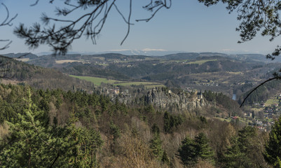 Mala Skala village in spring sunny day