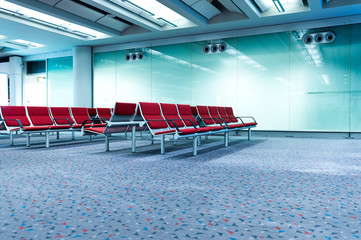 Empty departure lounge at the airport