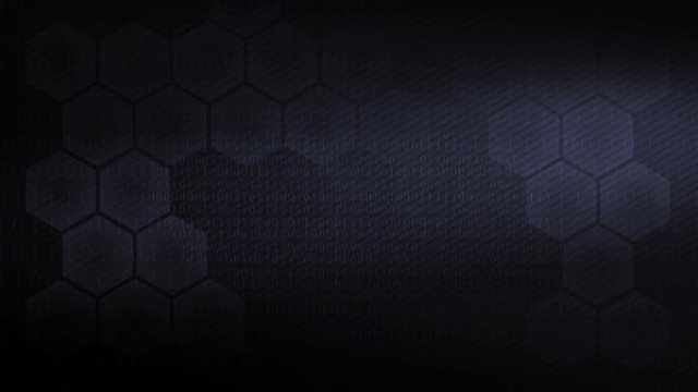 Blue-Gray Technology Background with Binary Codes and Hexagons