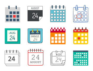 Vector calendar web icons office organizer business graphic paper plan appointment and pictogram reminder element for event meeting or deadline illustration.