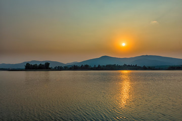 Huai Sak lake at sunset in Chiang Rai,Thailand