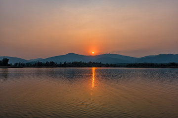 Fototapeta premium Huai Sak lake at sunset in Chiang Rai,Thailand