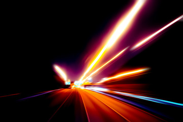 moving traffic light trails at night 