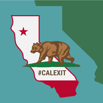 Election or referendum in United States of America. Calexit - California is secede From USA. California republic Independence Campaign. Vector illustration. Hashtag Calexit on California flag.