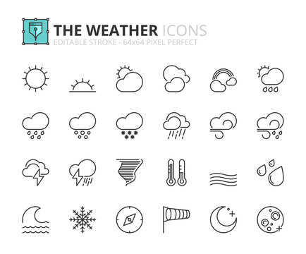 Outline icons about the weather