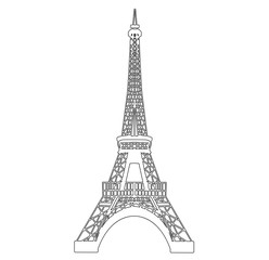 Eiffel tower isolated on white