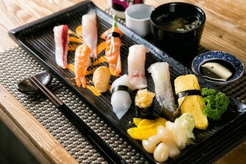 Assorted sushi