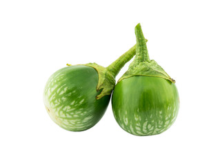 Green eggplant on white