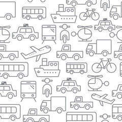 Line icons seamless pattern, Transport