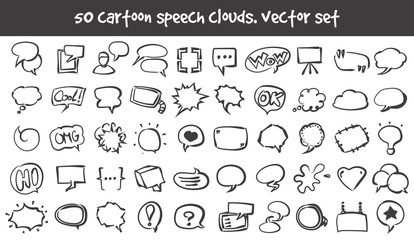 vector doodle speech clouds icons set
