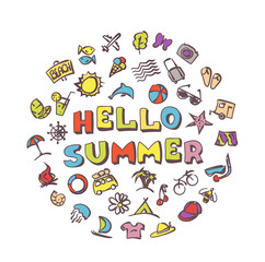 vector doodle summer icons set