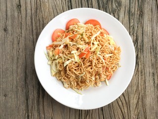 spicy dry noodle salad , Thailand style food