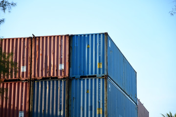 Fototapeta premium Containers box from Cargo freight ship