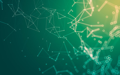 Abstract polygonal space low poly dark background, 3d rendering