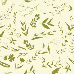 Fototapeta na wymiar Seamless pattern with leaves, floral