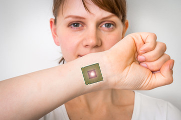 Bionic chip (processor) implant in female human body