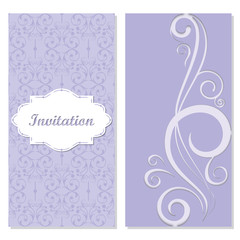 Invitation cards with vintage ornament. Beautiful, luxurious postcards.