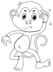 Animal outline for cute monkey