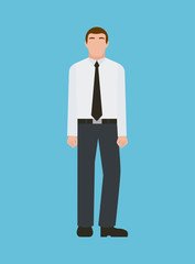 businessman wearing tie cartoon icon over blue background. colorful design. vector illustration