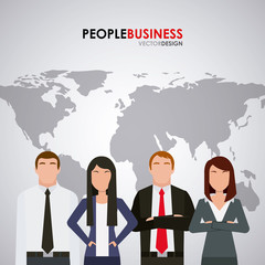 business people icon over world map background. colorful design. vector illustration