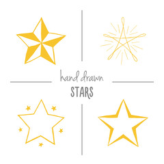 Set of yellow hand drawn stars.