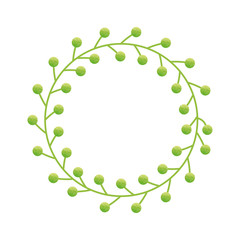 decorative wreath of leaves icon over white background. colorful design. vecotr illustration