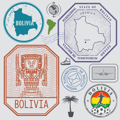 Travel stamps or symbols set Bolivia, South America theme
