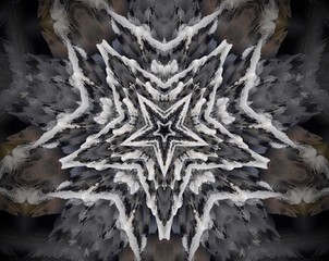 Abstract extruded mandala 3D illustration 5 sided star