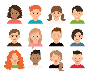 Young teenage girls and boys avatars