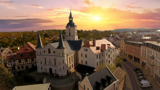 Church Martin Meerane in Germany aerial view