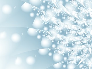 Romantic white and blue abstract fractal with swirls resembling a lace, snow or veil