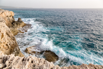 Waves sea cliffs cyprus