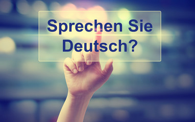 Sprechen Sie Deutsch concept with hand