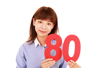 数字80を持つ女性