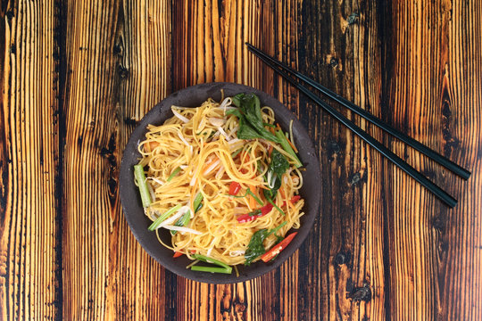 Sacred foods,Fried Chinese noodle with vegetable.