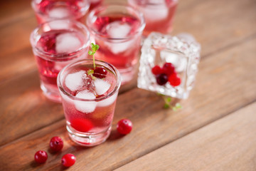 Shot with natural cranberry and vodka 