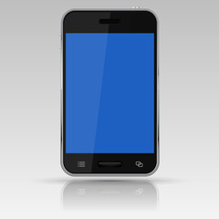 Black smartphone with blue screen