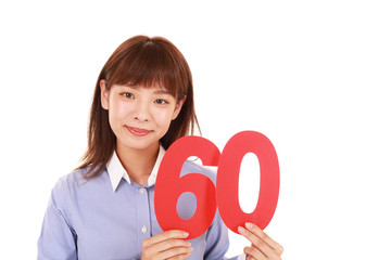 数字60を持つ女性