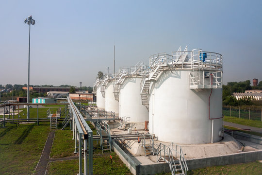 Fuel store tanks of refueling complex in the airport