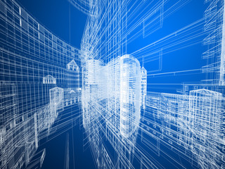 Abstract architecture background 3D illustration