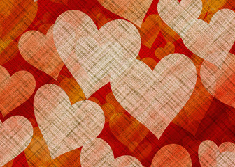 Many Hearts on Textile Texture