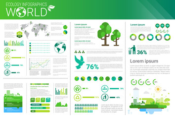 Naklejka premium World Environmental Protection Green Energy Ecology Infographics Banner With Copy Space Vector Illustration