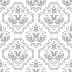Damask classic light silver pattern. Seamless abstract background with repeating elements