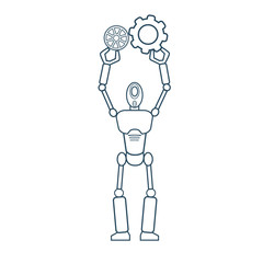 Modern Robot Futuristic Mechanism Thin Line Vector Illustration