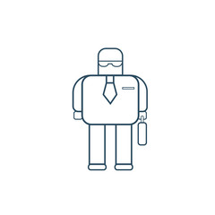 Modern Robot Business Man Futuristic Mechanism Thin Line Vector Illustration