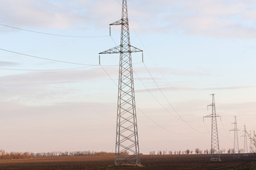 High-voltage power line in the field