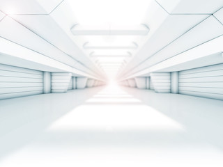 Obraz premium Abstract illuminated empty corridor interior. 3D rendering