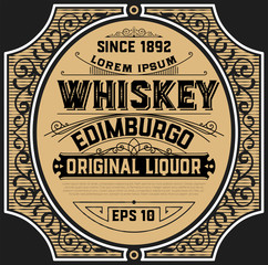 Whiskey label with old frames