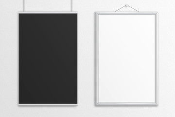 Two tabloid posters 3D illustration mock up with frame.