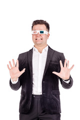 portrait of amazed man with 3d glasses